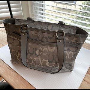 Coach Light Gray Poppy Signature Tote